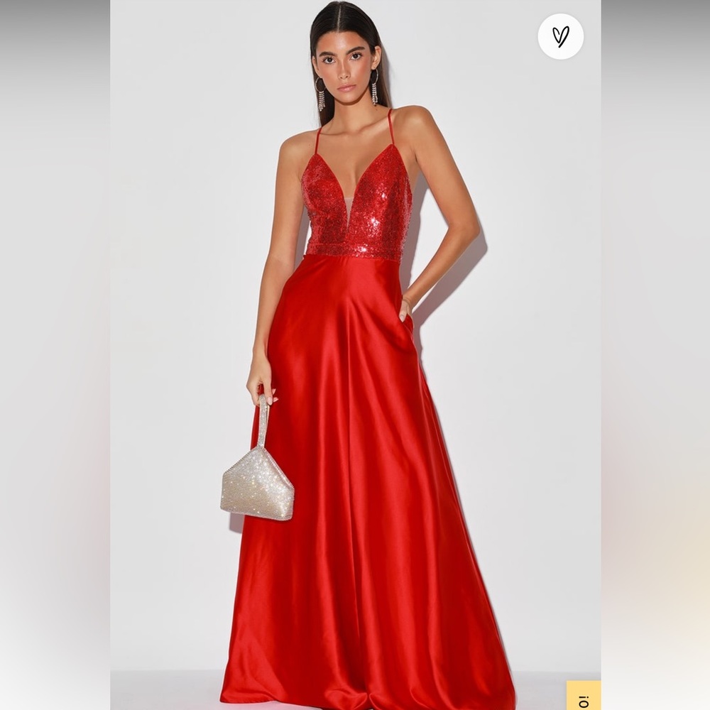 Lulus Red Sequin Backless Dress